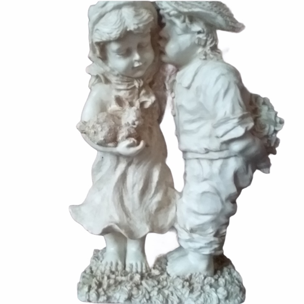 Innocent Romance Statue Holding Bunny Art Sculpture Indoor Outdoor Luxury Resin